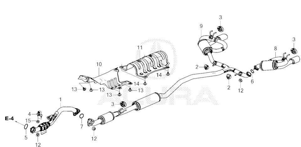 Выхлопная система Acura Integra — Honda Civic 4D (11G)