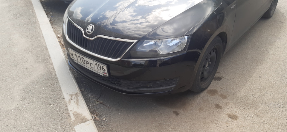В уже установленный бампер переставляем заглушки и нижнюю решетку радиатора и сверлим 4 небольших отверстия под саморезы рамки номера. — Skoda Rapid (1G)