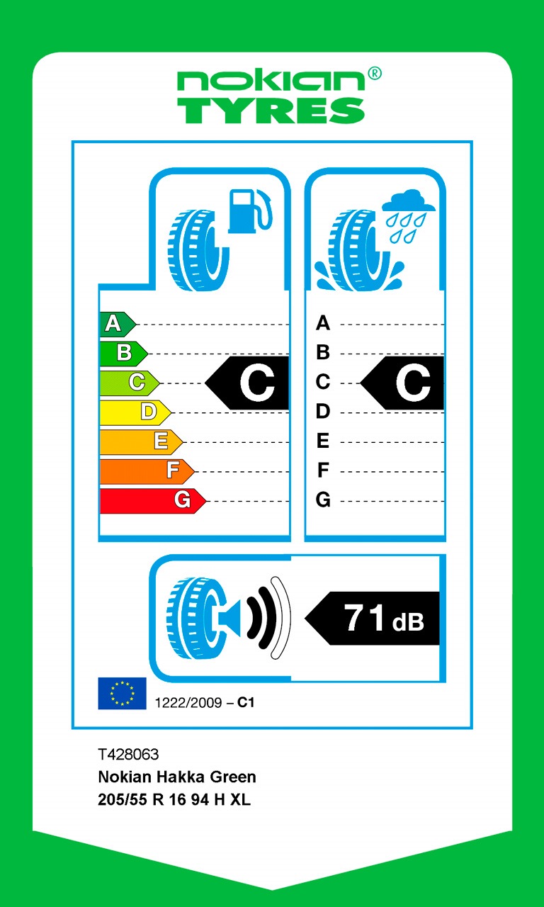 EU labels Nokian Hakka Green — BMW 3 series Touring (E46). Запчасти на фото: Nokian Tyres Hakka Green 205/55R16