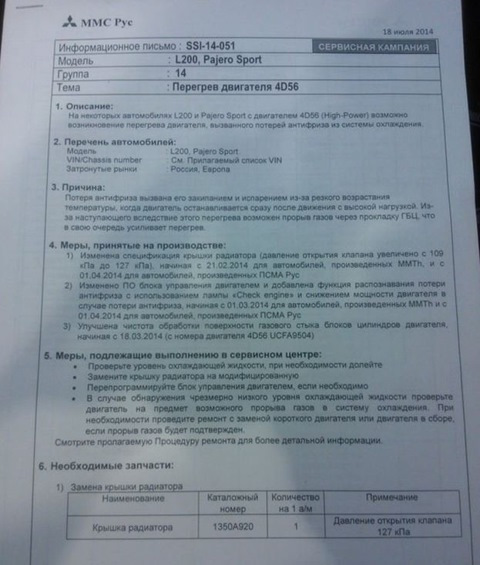 Фото в бортжурнале Mitsubishi L200 (4G). Запчасти на фото: 1350A920
