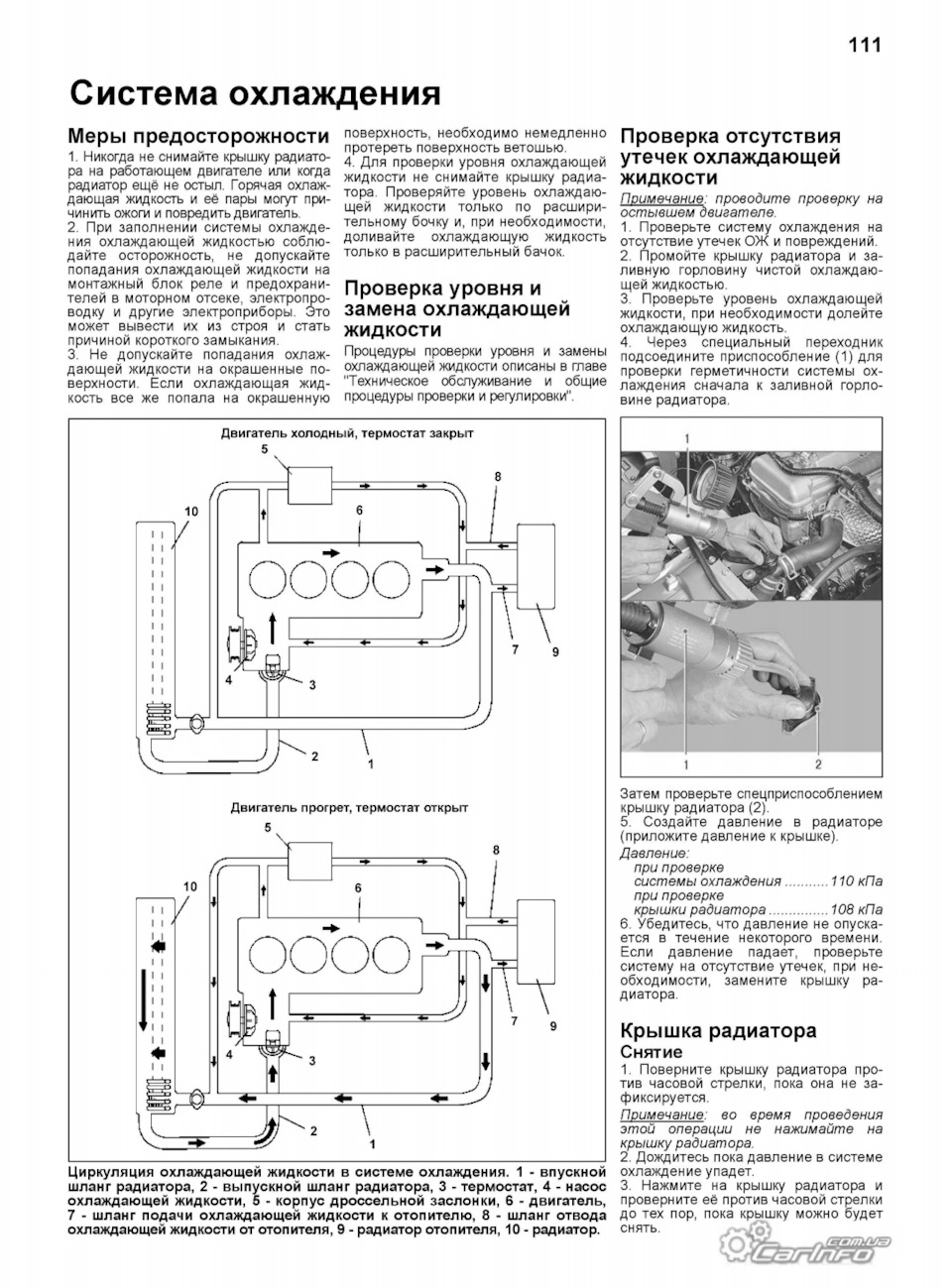 Опрессовка системы охлаждения — Suzuki Grand Vitara (2G)