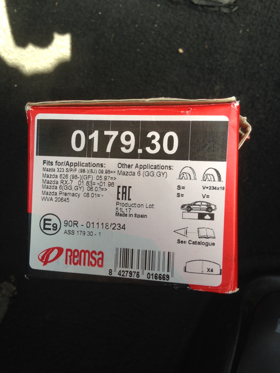 Фото в бортжурнале Mazda 6 (1G) GG. Запчасти на фото: 017930, 17930