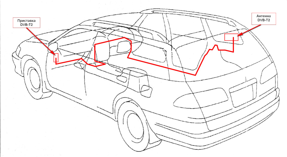 Схема прохождения антенного кабеля — Toyota Caldina (210)