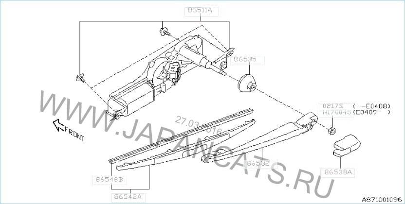 Пластиковый поводок 85632-AG080 (85632-AG081) — Subaru Impreza (GD/GG). Запчасти на фото: 85632AG080
