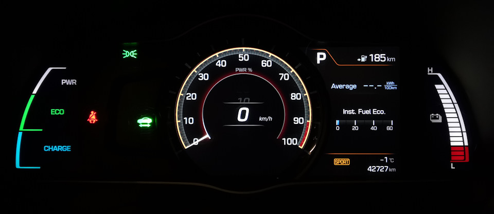 Оформление щитка приборов в режиме SPORT — Hyundai Ioniq Electro