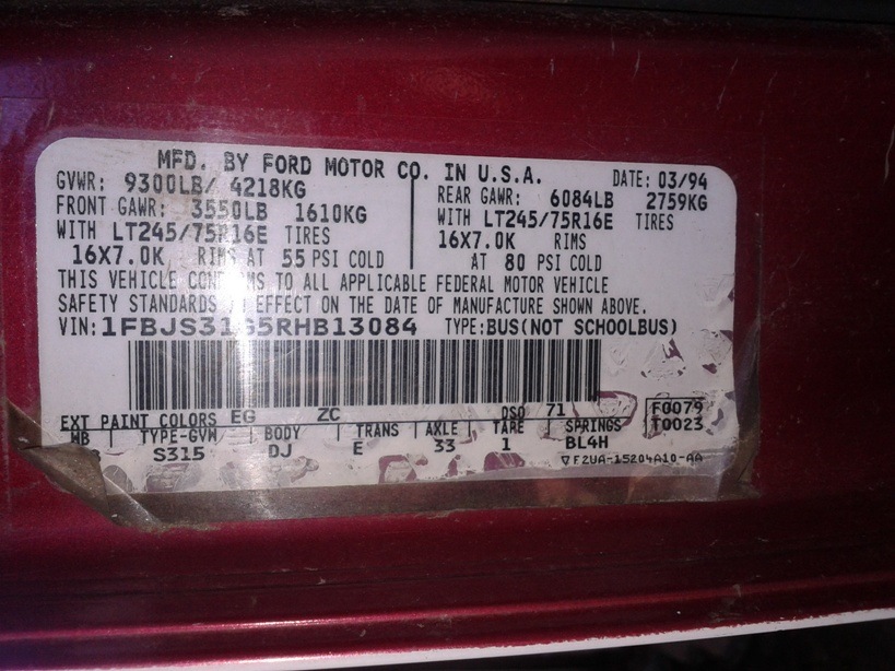 Фото в бортжурнале Ford E-Series (4G). Запчасти на фото: 9300L8, FO023