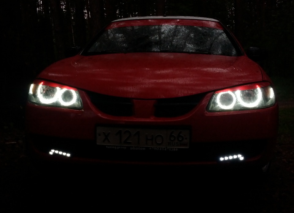 Немного переделал ДХО, Поставил их ниже и шире. стало злее. — Nissan Almera II (N16)