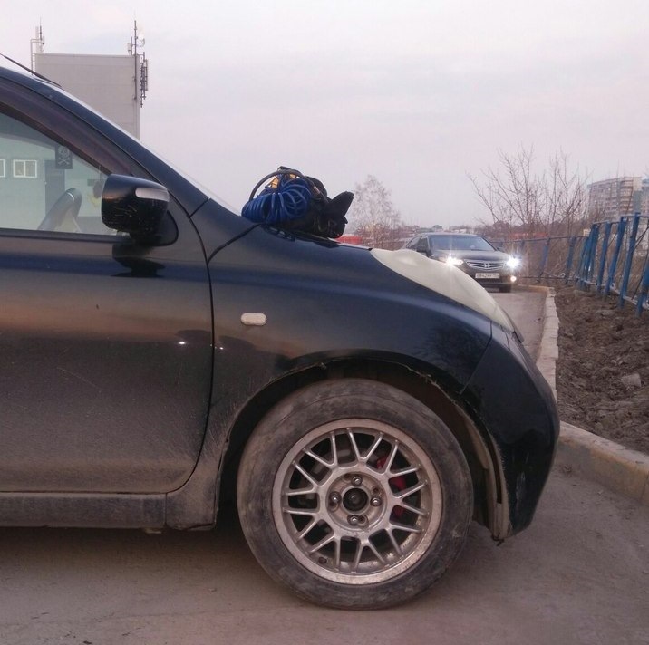 r15, вылет 45, ширина 6,5. резина 195/55 — Nissan March (K12)