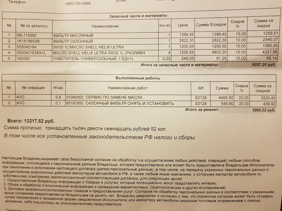 Дороговато, даже со скидкой. Или нет? — Audi Q3 (1G). Запчасти на фото: 06L115562, 1K1819653B, 550040164, 550040163XX1L, HELIXULTRA0W301L, S0128, 254007