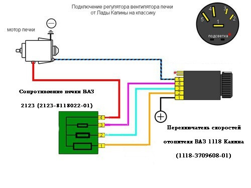 Пользовался этой схемой, на цвета несмотрите если будете делать, станлартный резистор которые стоит от классики в урбане находится тамже где и улитка, в ногах у пассажира, снимаем кожух и видим его, фото не делал. — Lada 4x4 5D. Запчасти на фото: 2123811802201, 11183709608