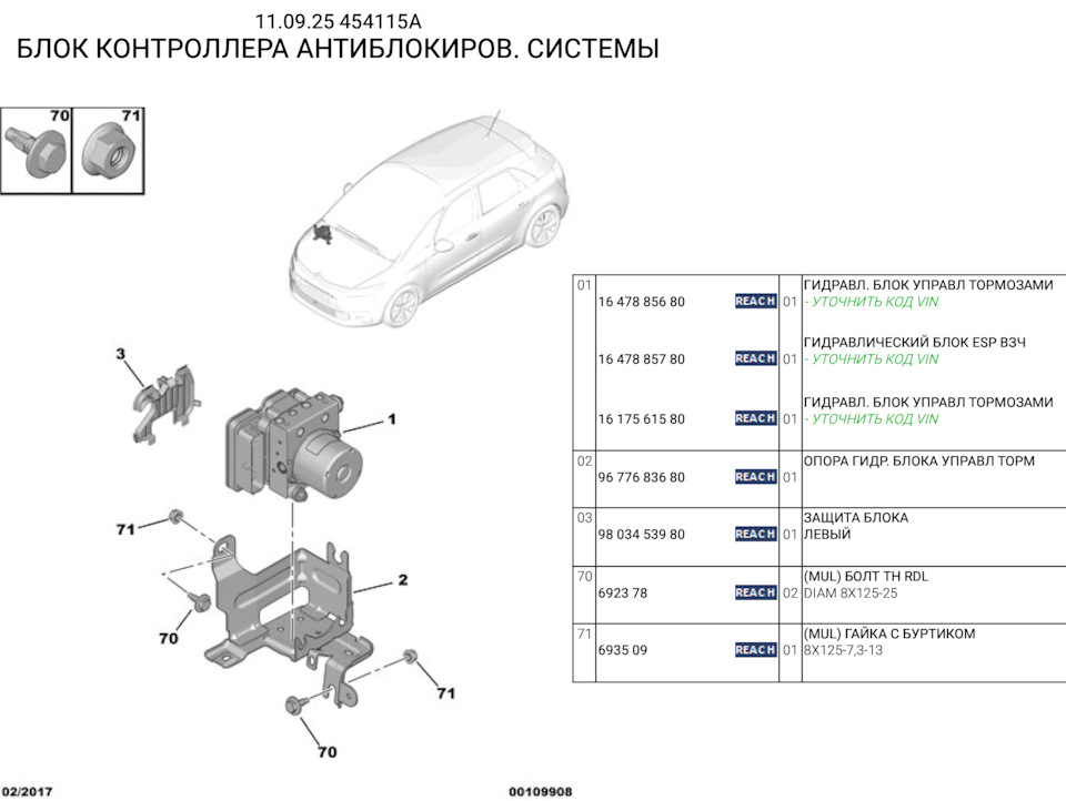 Фото в бортжурнале Citroen C4 Picasso (2G). Запчасти на фото: 1109Z5, 9677683680, 693509
