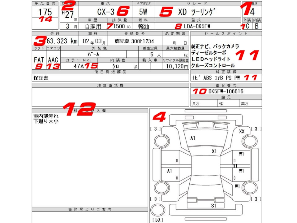 ☆参考資料画像ページ☆ Аукционный лист. Чтение и расшифровка. — DRIVE2