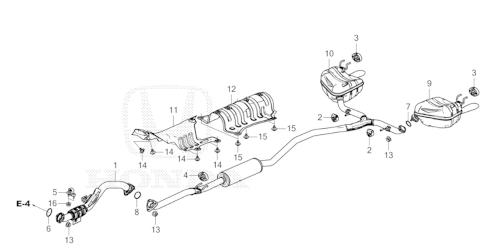 Выхлопная система Honda Civic 11 FE1 China комплектации 3-7 — Honda Civic 4D (11G)