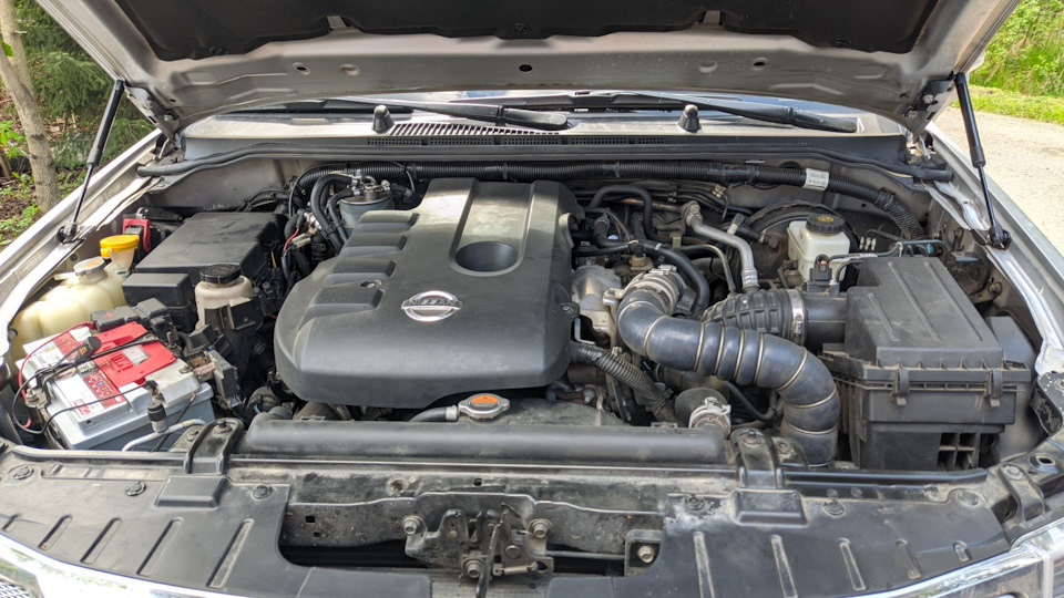 Так выглядела подкапотка авто до проведения всех работ — Nissan Pathfinder (3G)