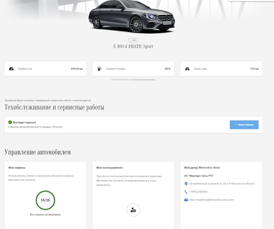Все доступные сервисы активированы — Mercedes-Benz E-Class (W213)