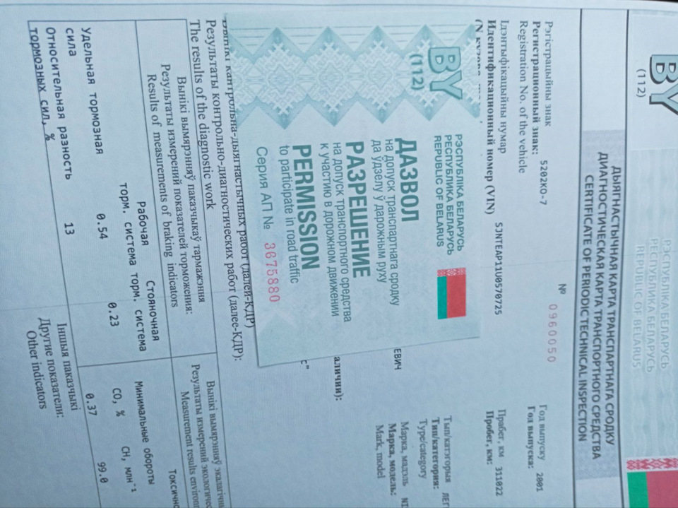 Дазвол — Nissan Primera Wagon (W11). Found on photo: 5202KQ