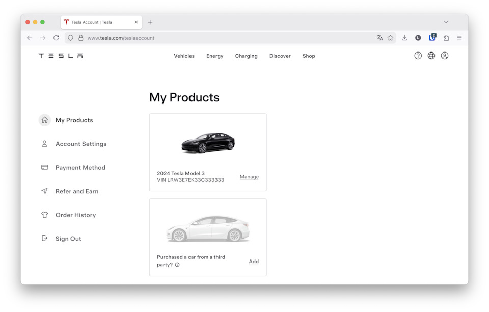 Автомобиль в новом аккаунте с регионом Латвии — Tesla Model 3 (2024)