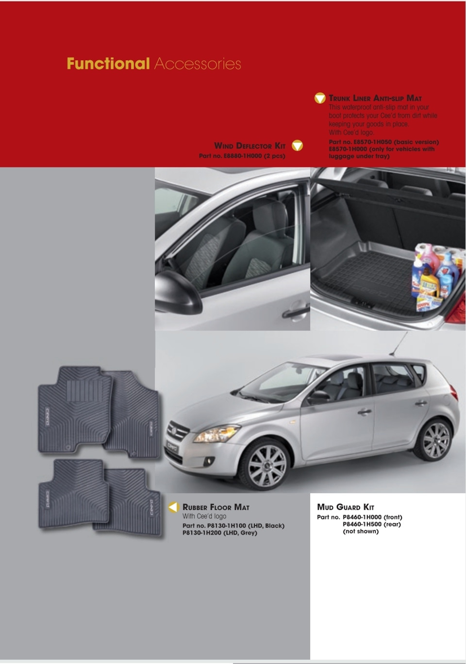 Фото в бортжурнале KIA Ceed (1G). Запчасти на фото: E88801H000, E85701H050, P81301H100, PB130