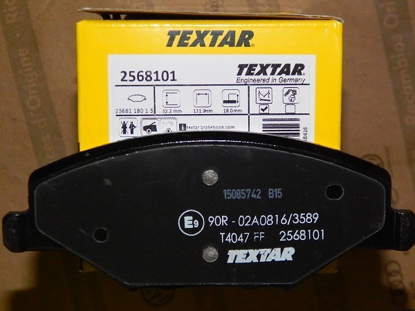 Textar 2568101 — маркировка есть: FF — идеально подходит, цена 4100 р. — Volkswagen Polo Sedan. Found on photo: 2568101