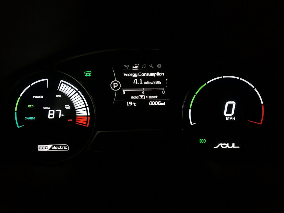 Пробег, температура за бортом, запас хода при полном заряде моего KIA SOUL EV — KIA Soul EV (2G)