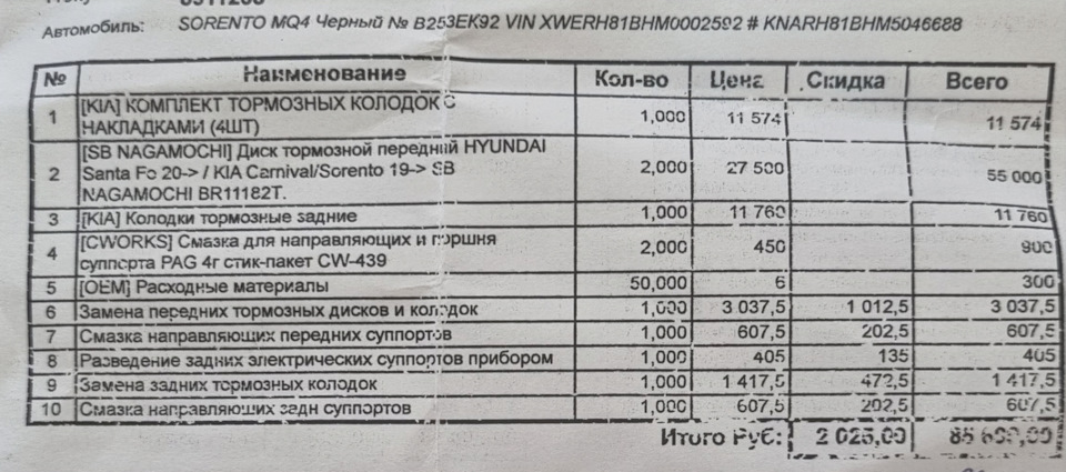 Фото в бортжурнале KIA Sorento (4G). Запчасти на фото: BR11182T