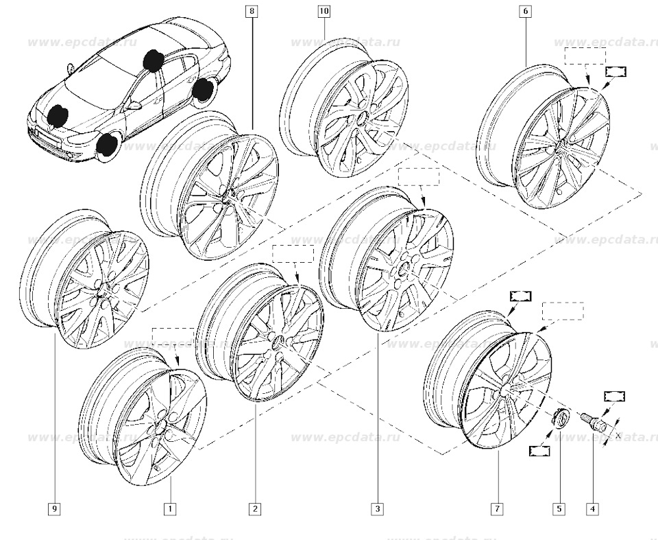 402229810R BOLT-WHEEL, WASH БОЛТ КОЛЕСНЫЙ Цвет: Серый Размер (Х): 17 — Renault Fluence. Запчасти на фото: 402229810R