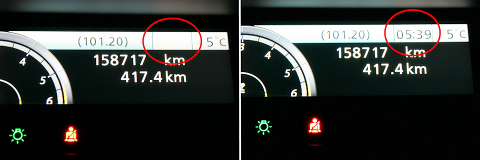 5. Слева — было, справа — стало. Необходимо дальше настроить время — Renault Grand Scenic III