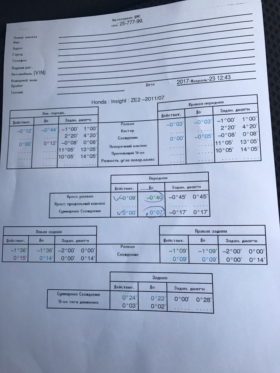 Photo from the logbook Honda Insight (2G)