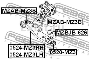 Вот схема расположения и номера — Mazda 5 (2G). Запчасти на фото: MZABMZ3S, 0524MZ3RH, 0524MZ3LH, MZABMZ3B, MZBJB626, 0520MZ3