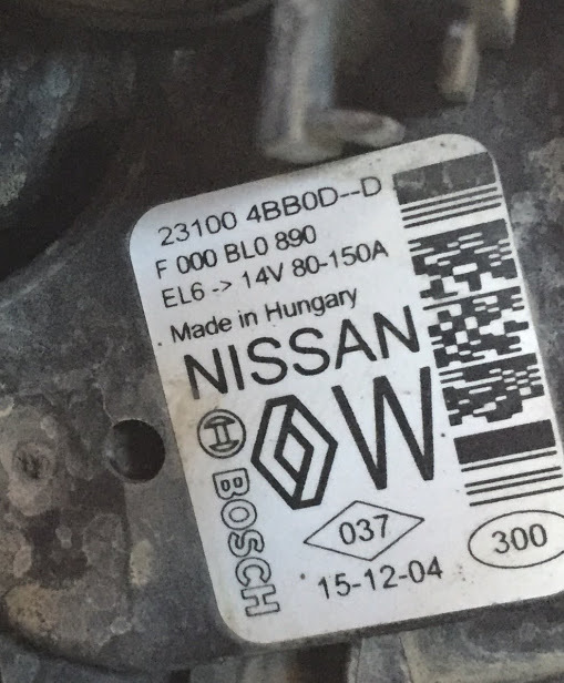 BOSH 231004BB0D — Nissan X-Trail III (t32). Запчасти на фото: 231004BB0D, F000BL0890