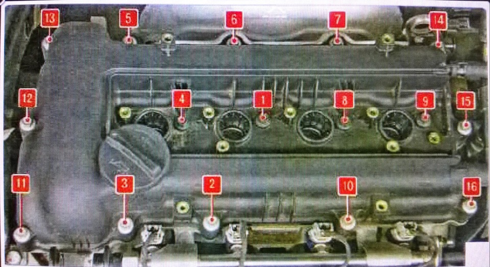 Последовательность затяжки болтов. 17 й болт как раз под болтом №9 — KIA Cerato (1G)