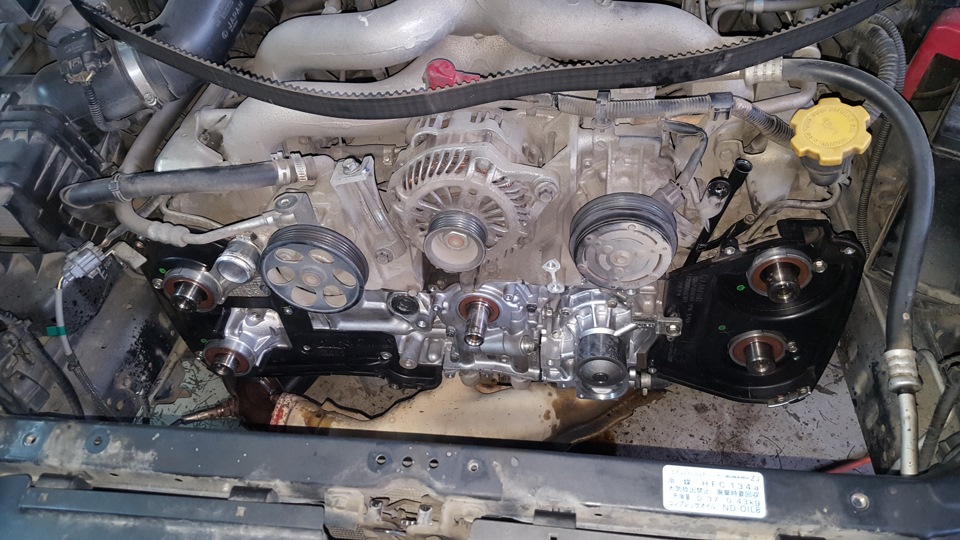 Установка помпы и кожухов — Subaru B4 (BL)