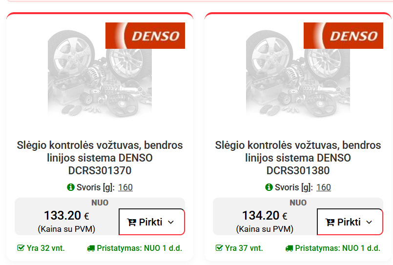 Два варианта выдаёт под мой двигатель — Toyota Avensis II. Запчасти на фото: DCRS301370, DCRS301380