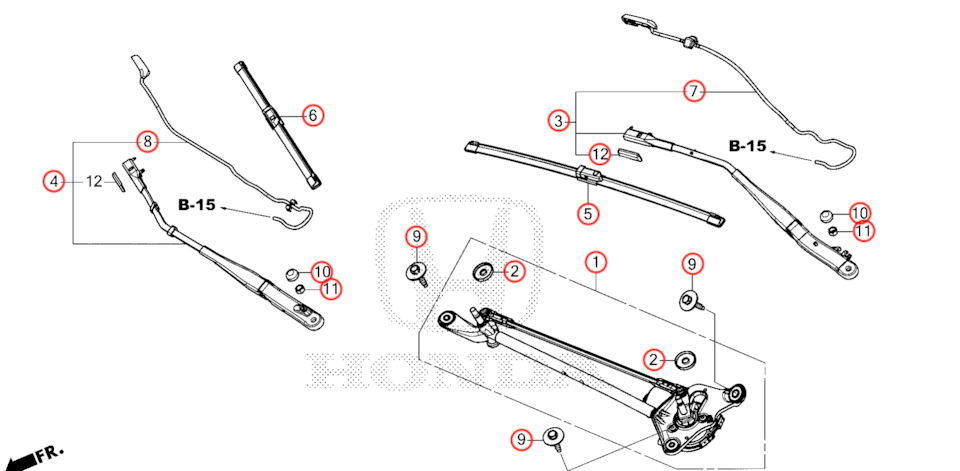 5 — водительский, 6 — пассажирский — Honda Civic 4D (11G)