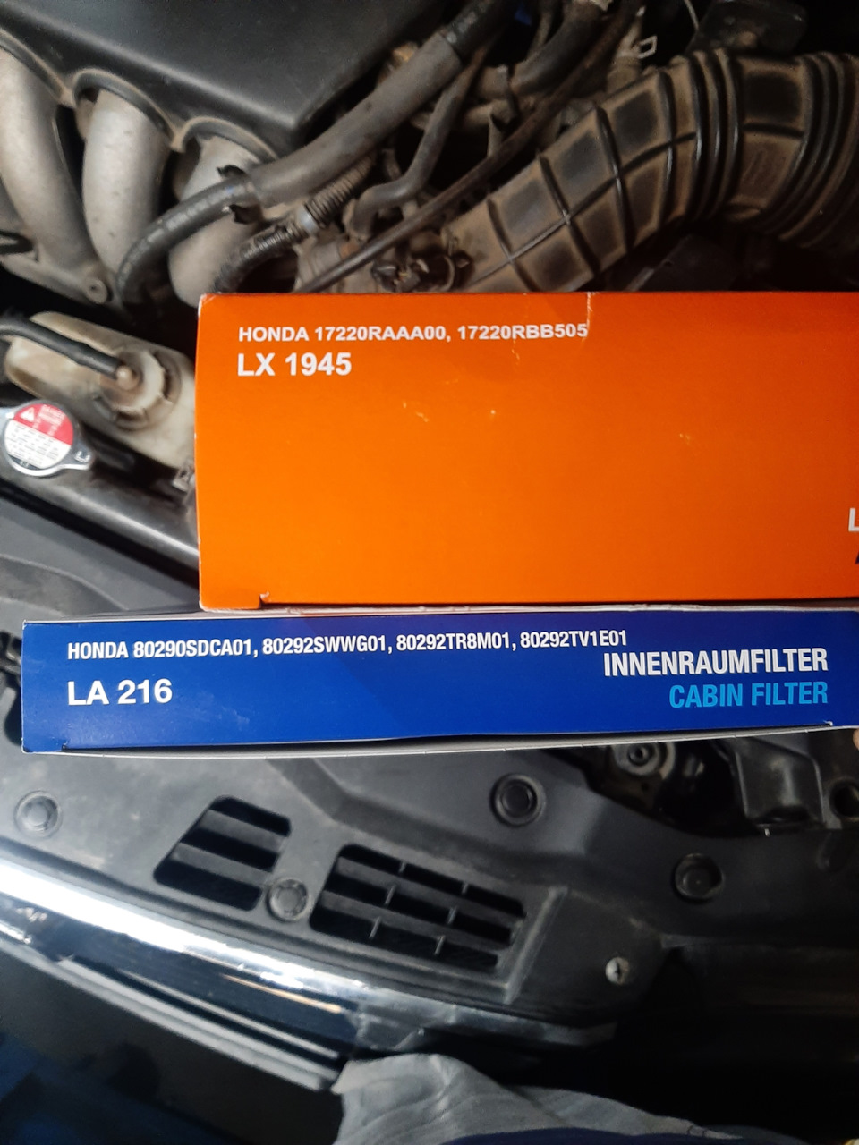 Фото в бортжурнале Honda Accord (7G). Запчасти на фото: 17220RAAA00, 17220RBB505, LX1945, 80290SDCA01, 80292SWWG01, 80292TR8M01, 80292TV1E01