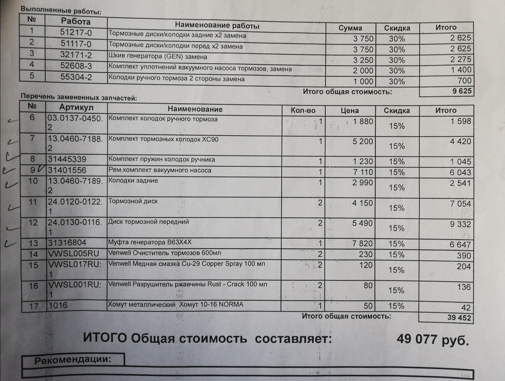 Сухие цифры первого ТО — Volvo XC90 (1G) бензин, 3,2 л, 2008 года ...
