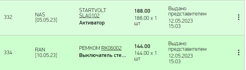 Ценник заказанных автозапчастей в autodoc.ru — Daewoo Nexia (N150). Запчасти на фото: SLA0102